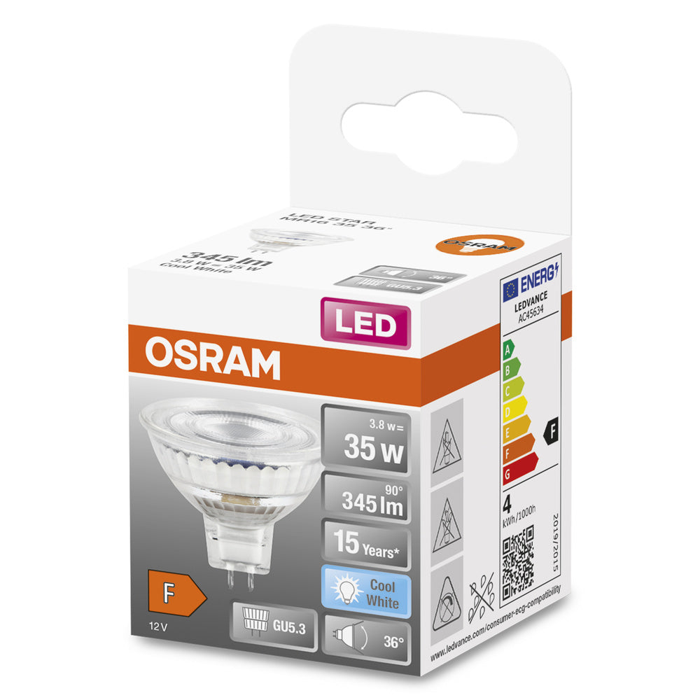 LED рефл. лампа 3,8W 345lm 4000K GU5.3 12V Ra>80, 36°, недимируема - OSRAM LED STAR MR16 12 V LED796812