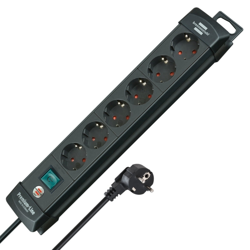 Разклонител 6x 2P+E с ключ и кабел 3m Черен - Brennenstuhl Premium...