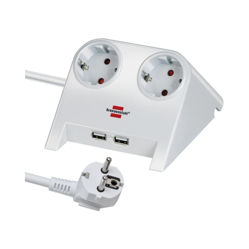 Разклонител 2x 2P+E Шуко и 2x USB A зареждане 2100mA с кабел 1.8m Б...