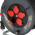 Кабелна макара Profi KU 40m IP44 3G2.5 H07RN-F 5x 2P+E Шуко със самозатварящи се капаци термозащита с индикатор Черен - Brennenstuhl Profi KU BS9232400100