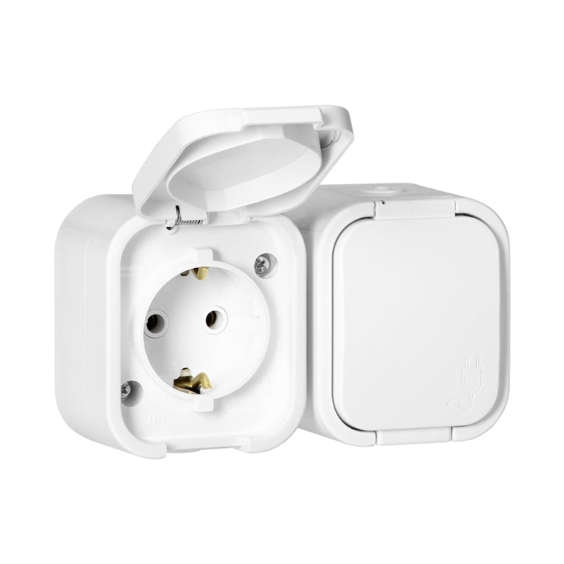Контакт Шуко двоен ОМ 2x 2P+E 16A IP54 Бял - Orno Series B2 OR-OE-7...