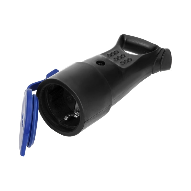 Щекер с капак 2P+Е 16A гумиран с дръжка IP44 Черен - Orno OR-AE-137...