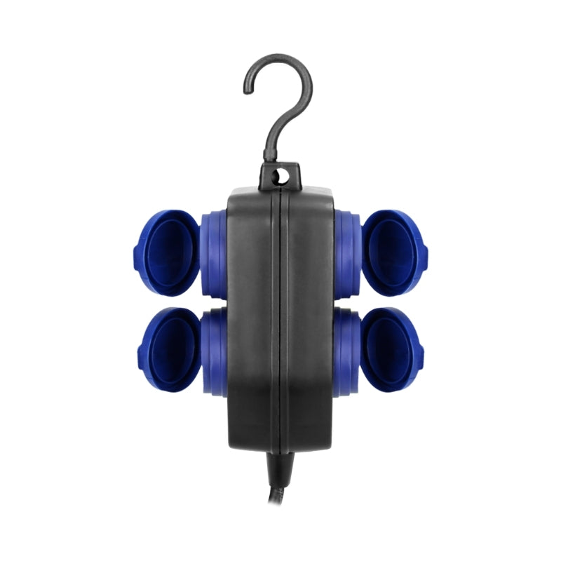 Разклонител Heavy-duty 2+2x 2P+E със защитни капаци и кука с кабел 5m IP44 Черен - Orno OR-AE-13160(GS)/5M