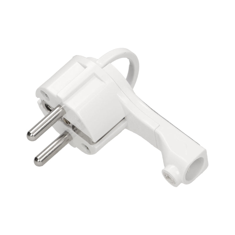 Щепсел плосъл 2P+Z 16A с ринг за кабел под 90° Бял - Orno OR-AE-1379/W