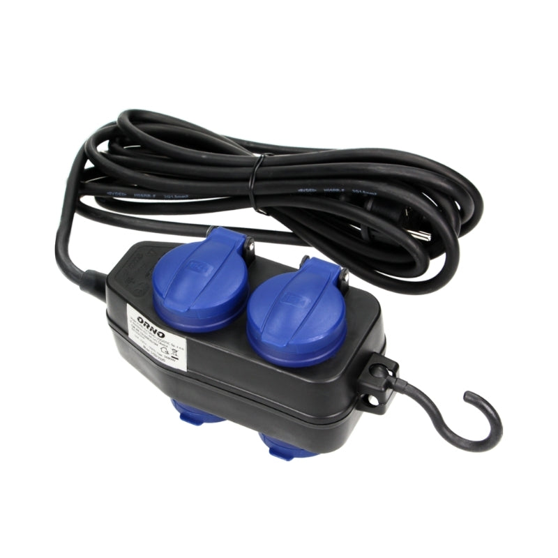 Разклонител Heavy-duty 2+2x 2P+E със защитни капаци и кука с кабел...