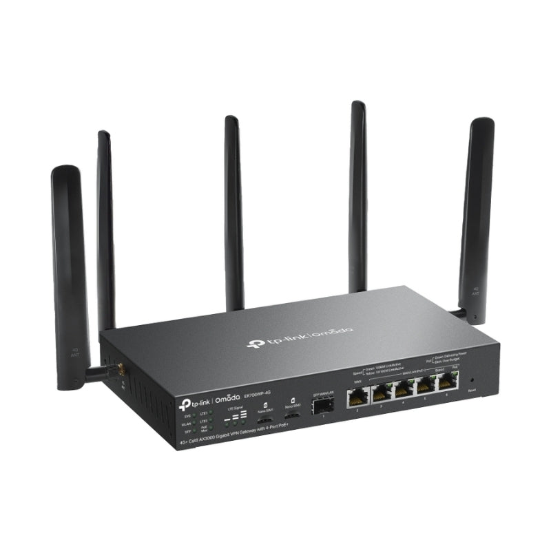 4G+ Cat6 AX3000 Gigabit VPN Gateway with 4-Port PoE+ Omada by TP-Link ER706WP-4G