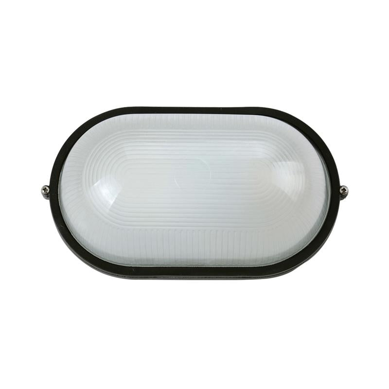 Аплик max. 1x60W E27 IP44, AL+glass, овал, цвят черен, р-ри 213x107x95mm - VL LED VK/01005/B