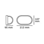 Аплик max. 1x60W E27 IP44, AL+glass, овал, цвят черен, р-ри 213x107x95mm - VL LED VK/01005/B