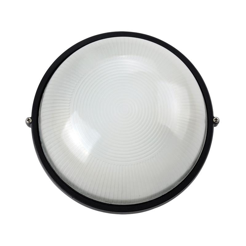 VK/01014/B  Плафониера за max 1x60W E27 IP44, AL+glass, цвят черен, р-ри Ø240x128mm - VL LED VK/01014/B