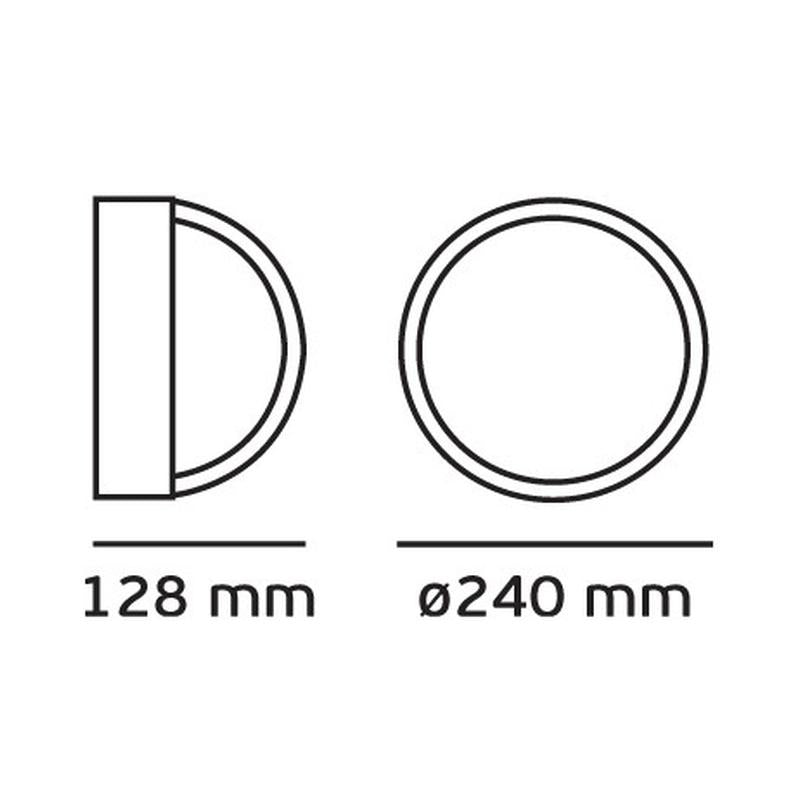 VK/01014/B  Плафониера за max 1x60W E27 IP44, AL+glass, цвят черен, р-ри Ø240x128mm - VL LED VK/01014/B