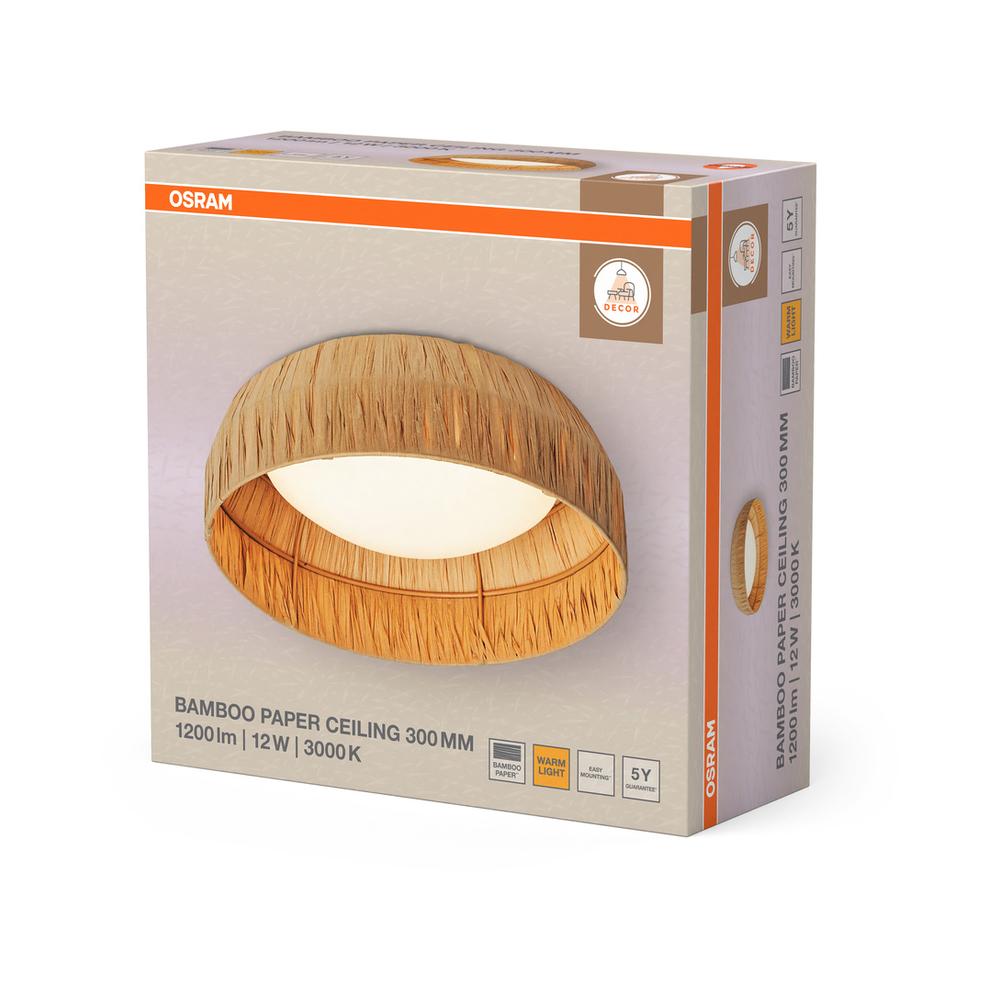Декоративен осветител модел Bamboo Paper, за таван, 300, 12W, 400lm, 3000К, Ra>80, кафяв - OSRAM LED452741