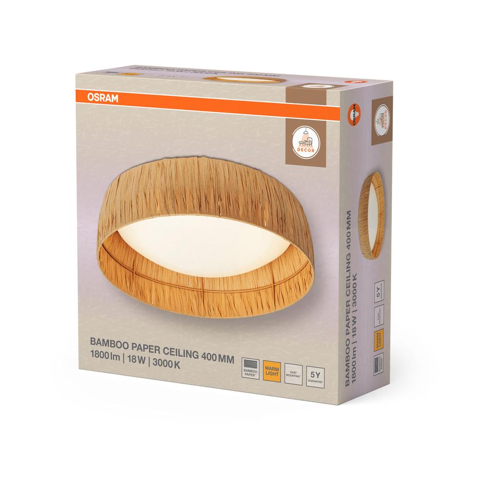 Декоративен осветител модел Bamboo Paper, за таван, 400mm, 18W, 750lm, 3000К, Ra>80, кафяв - OSRAM LED452796