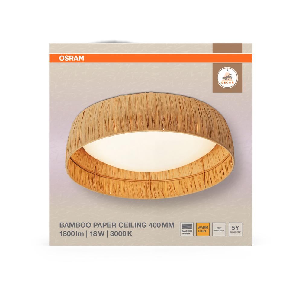 Декоративен осветител модел Bamboo Paper, за таван, 400mm, 18W, 750lm, 3000К, Ra>80, кафяв - OSRAM LED452796