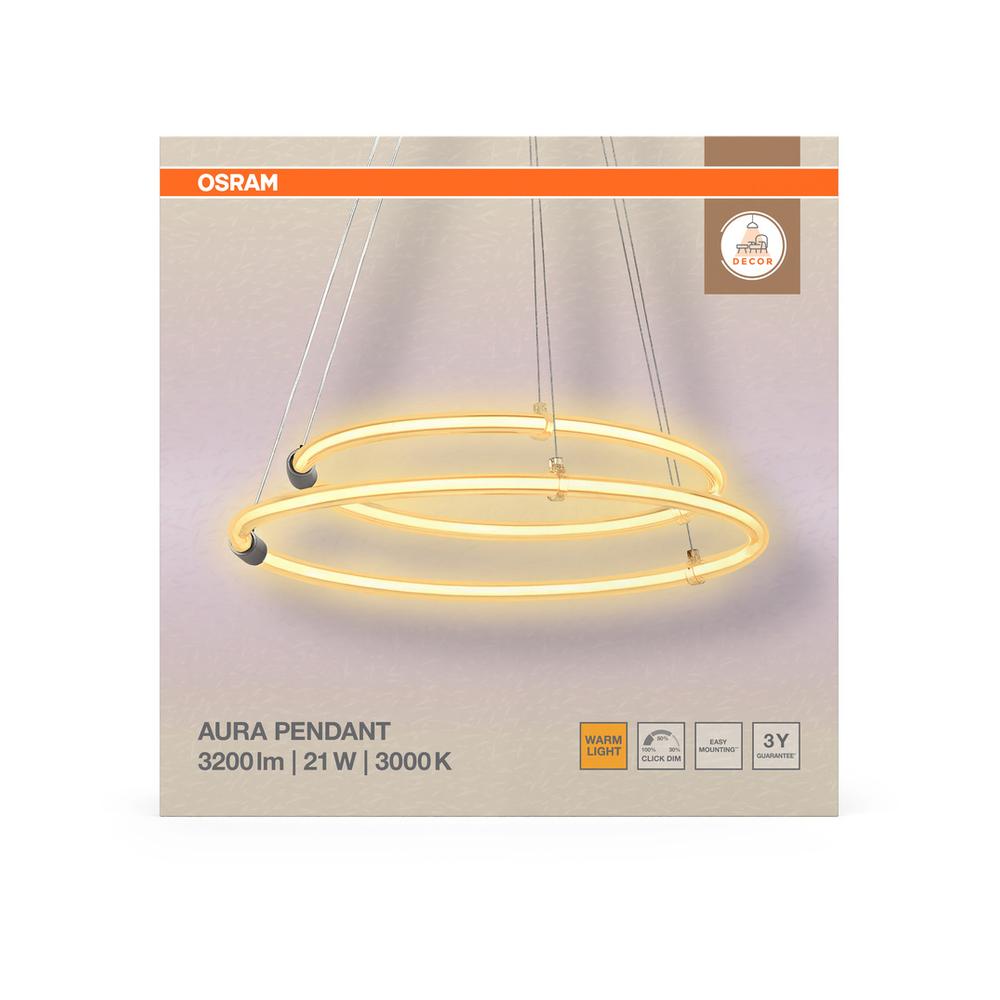 Декоративен осветител модел Aura 2XВисящ, 21W, 2200lm, 3000К, Ra>80, клик с димиране - OSRAM LED458163