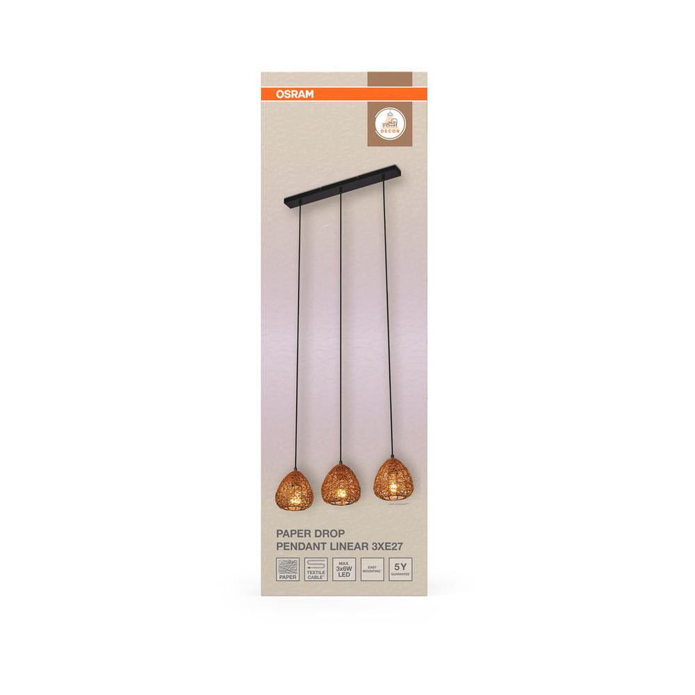 Декоративен осветител модел Decor Paper Drop Pendant Linear, Висящ, 3XE27, Бежаво - OSRAM LED460654