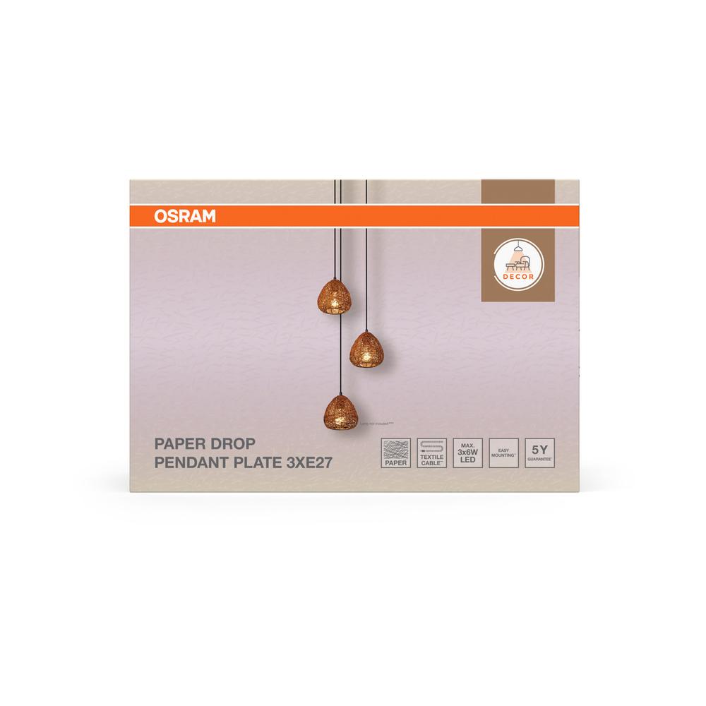 Декоративен осветител модел Paper Drop, висяща чинийка, 3XE27, бежаво - OSRAM LED460678