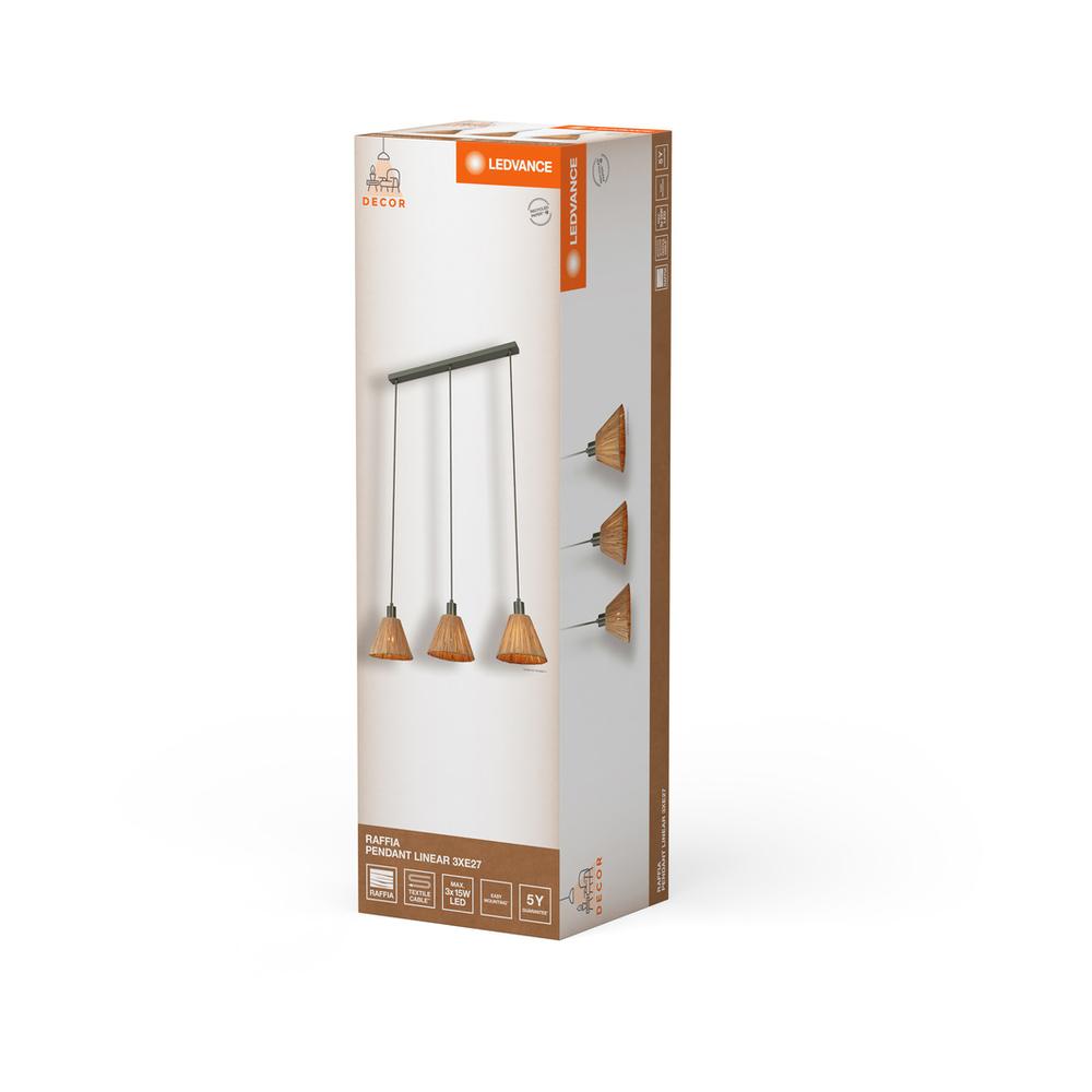 Декоративен осветител модел Raffia Pendant Linear, 3XE27, зелен - LEDVANCE LED838178