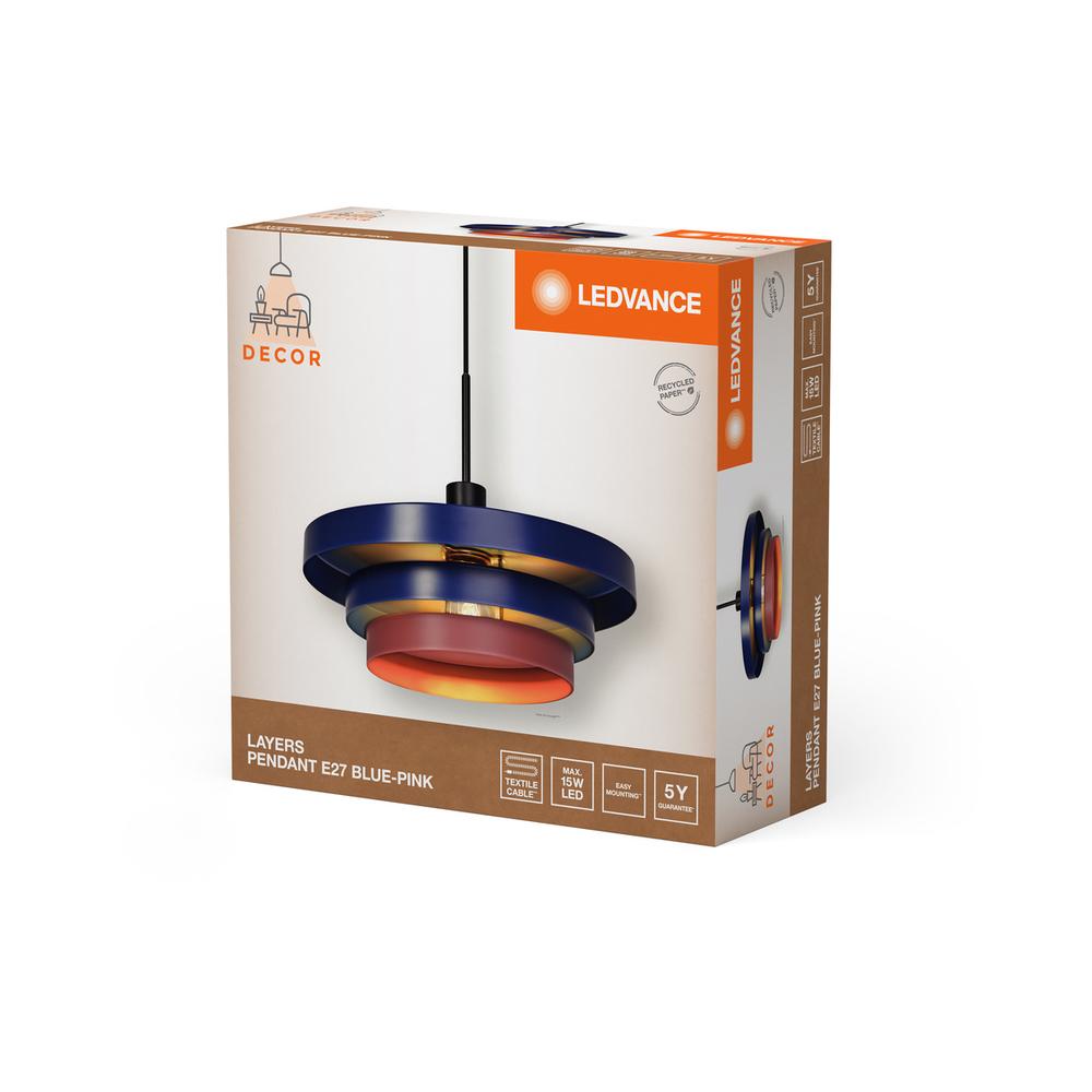 Декоративен осветител модел Layers, висящ, E27, син - LEDVANCE LED839007