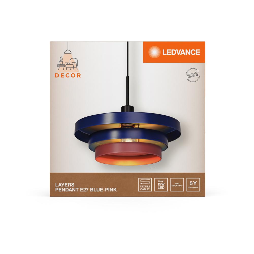 Декоративен осветител модел Layers, висящ, E27, син - LEDVANCE LED839007