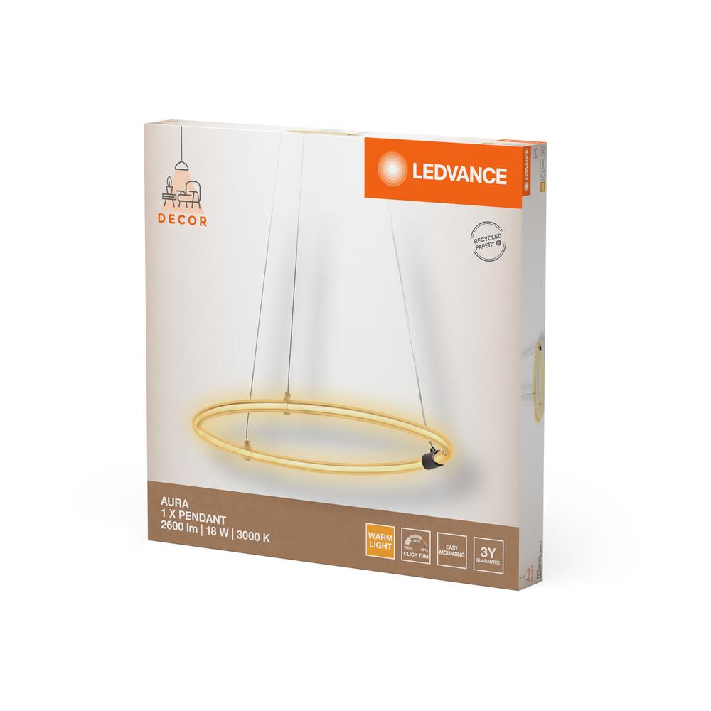 Декоративен осветител модел Aura, Висящ, 18W, 2000lm, 3000К, Ra>80, клик с димиране - LEDVANCE LED842069