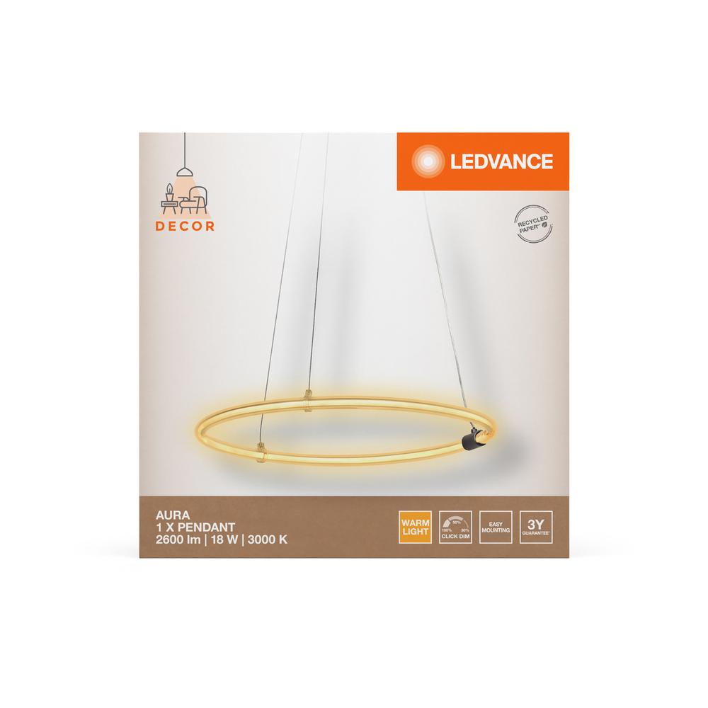 Декоративен осветител модел Aura, Висящ, 18W, 2000lm, 3000К, Ra>80, клик с димиране - LEDVANCE LED842069