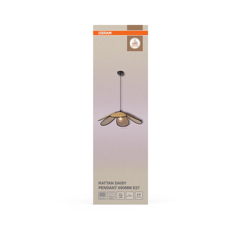 Декоративен осветител модел Rattan Daisy, висящ, 690, E27, кафяв - OSRAM LED847200