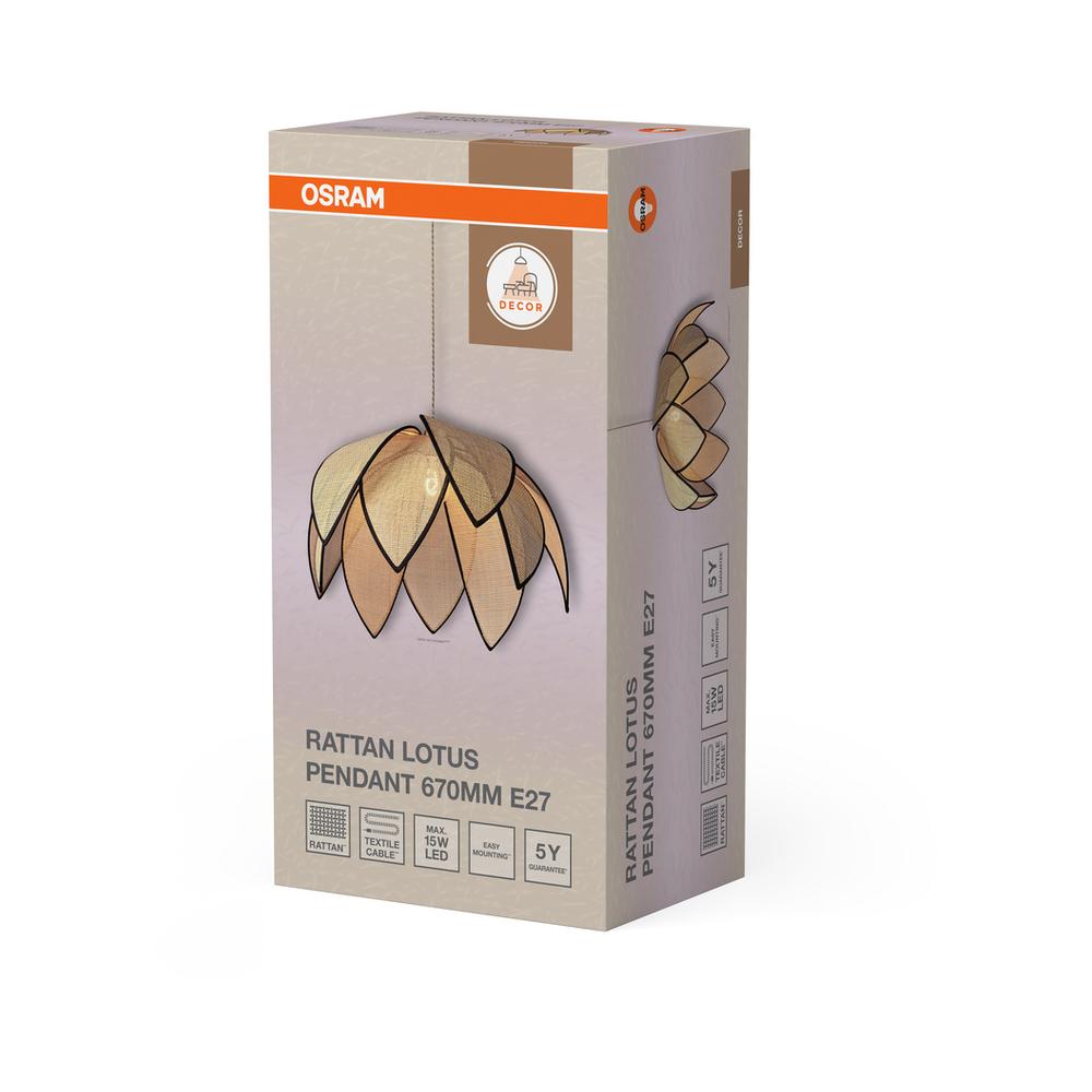 Декоративен осветител модел Rattan Lotus, висящ, 670, E27, кафяв - OSRAM LED847224