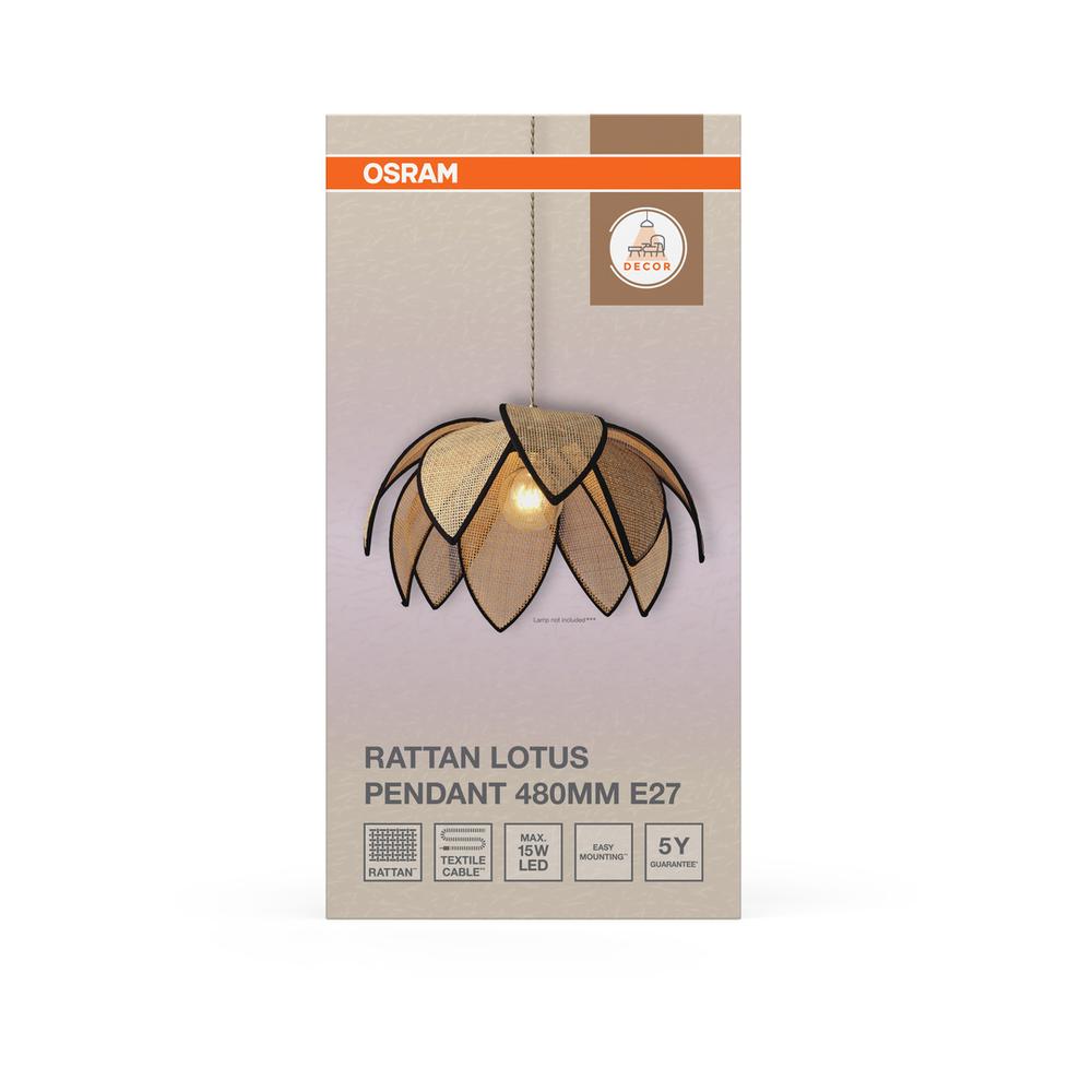 Декоративен осветител модел Rattan Lotus, висящ, 480, E27, кафяв - OSRAM LED847248