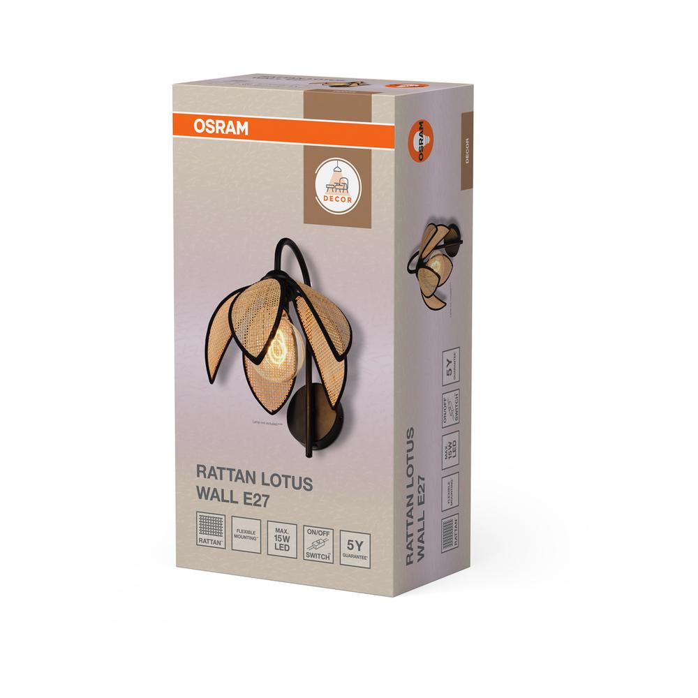 Декоративен осветител модел Rattan Lotus, за стена, E27, кафяв - OSRAM LED847262