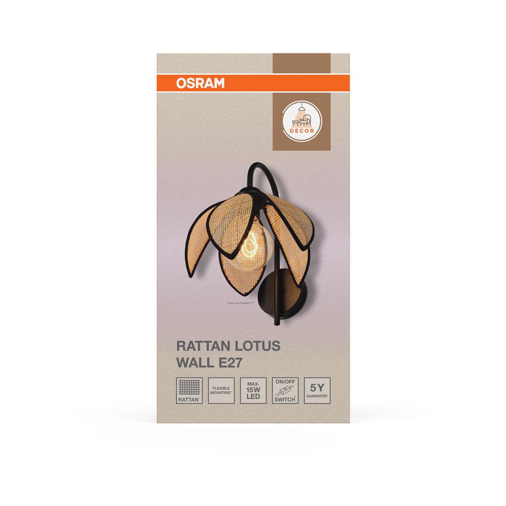 Декоративен осветител модел Rattan Lotus, за стена, E27, кафяв - OSRAM LED847262