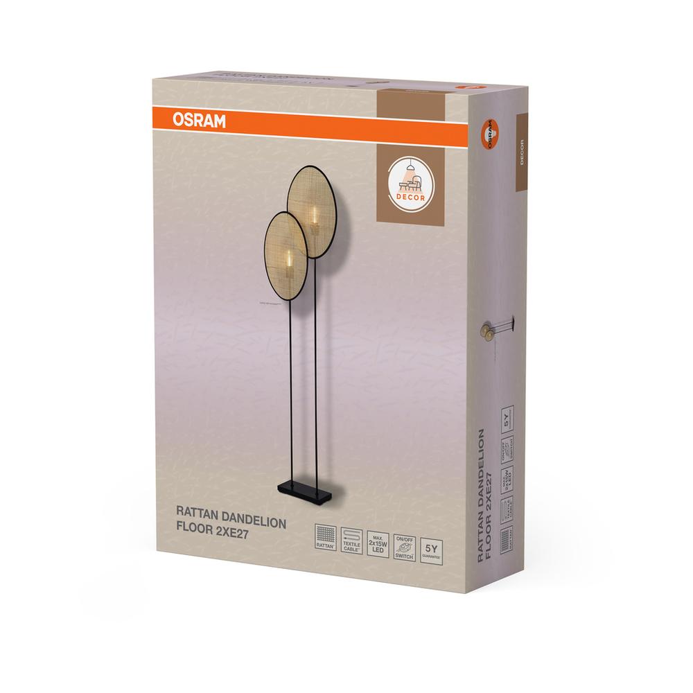 Декоративен осветител модел Rattan Dandelion, за под, 2XE27, кафяв - OSRAM LED847286