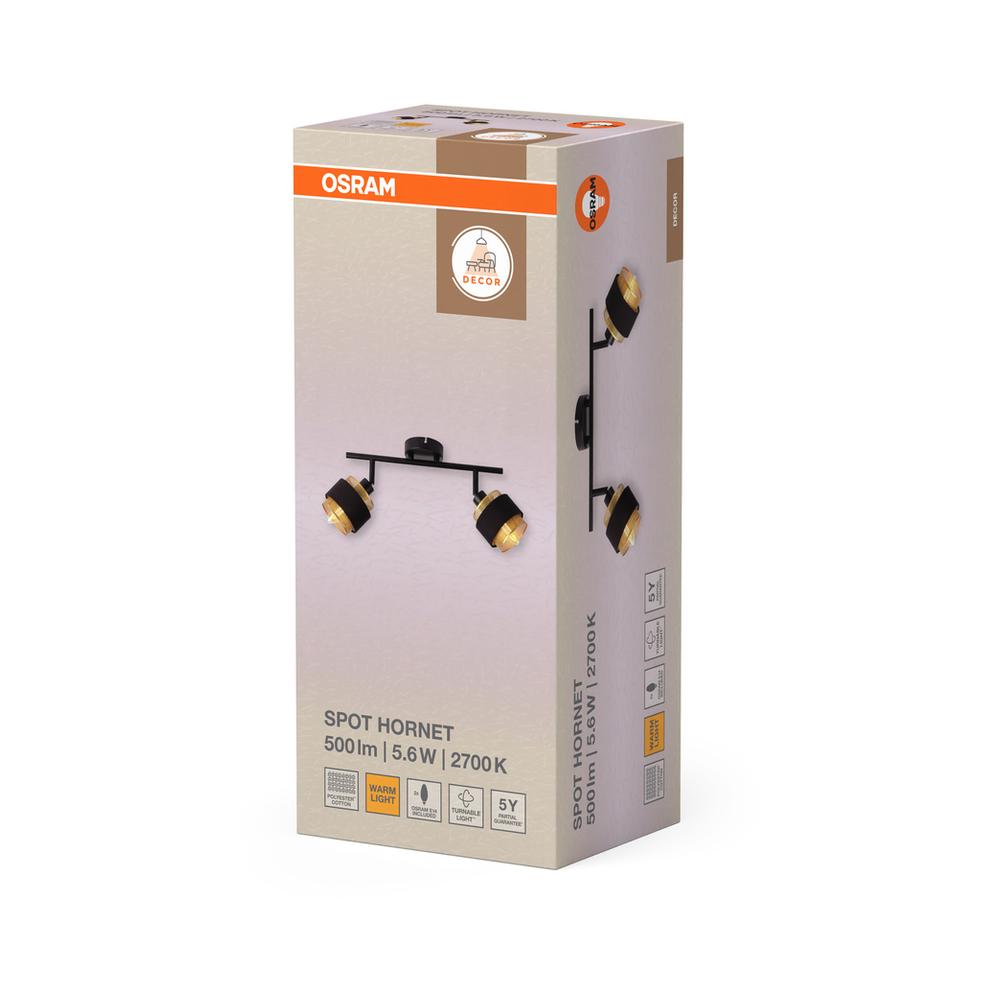 Декоративен осветител модел Spot Hornet 2X2.8W, 2700K, Ra>80, E14, черен, с вкл. димируема лампа - OSRAM LED847767