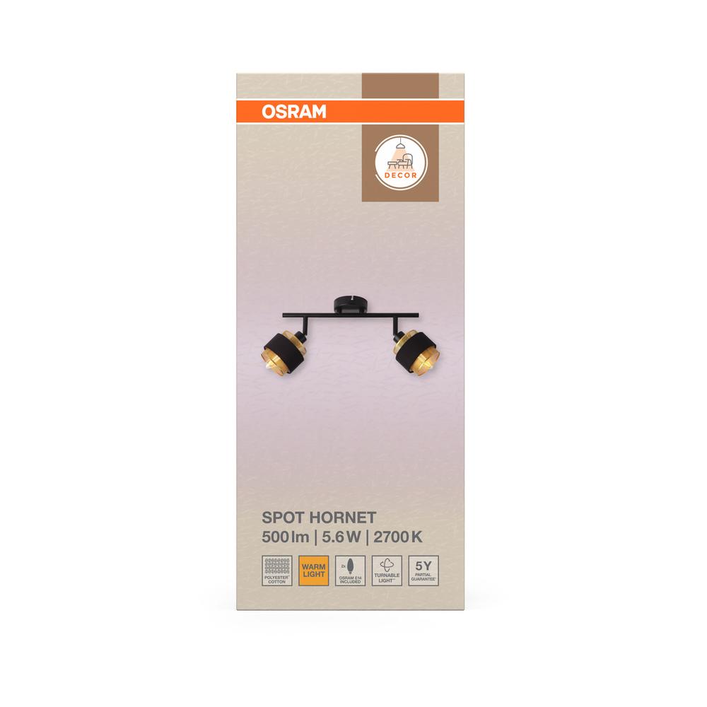 Декоративен осветител модел Spot Hornet 2X2.8W, 2700K, Ra>80, E14, черен, с вкл. димируема лампа - OSRAM LED847767
