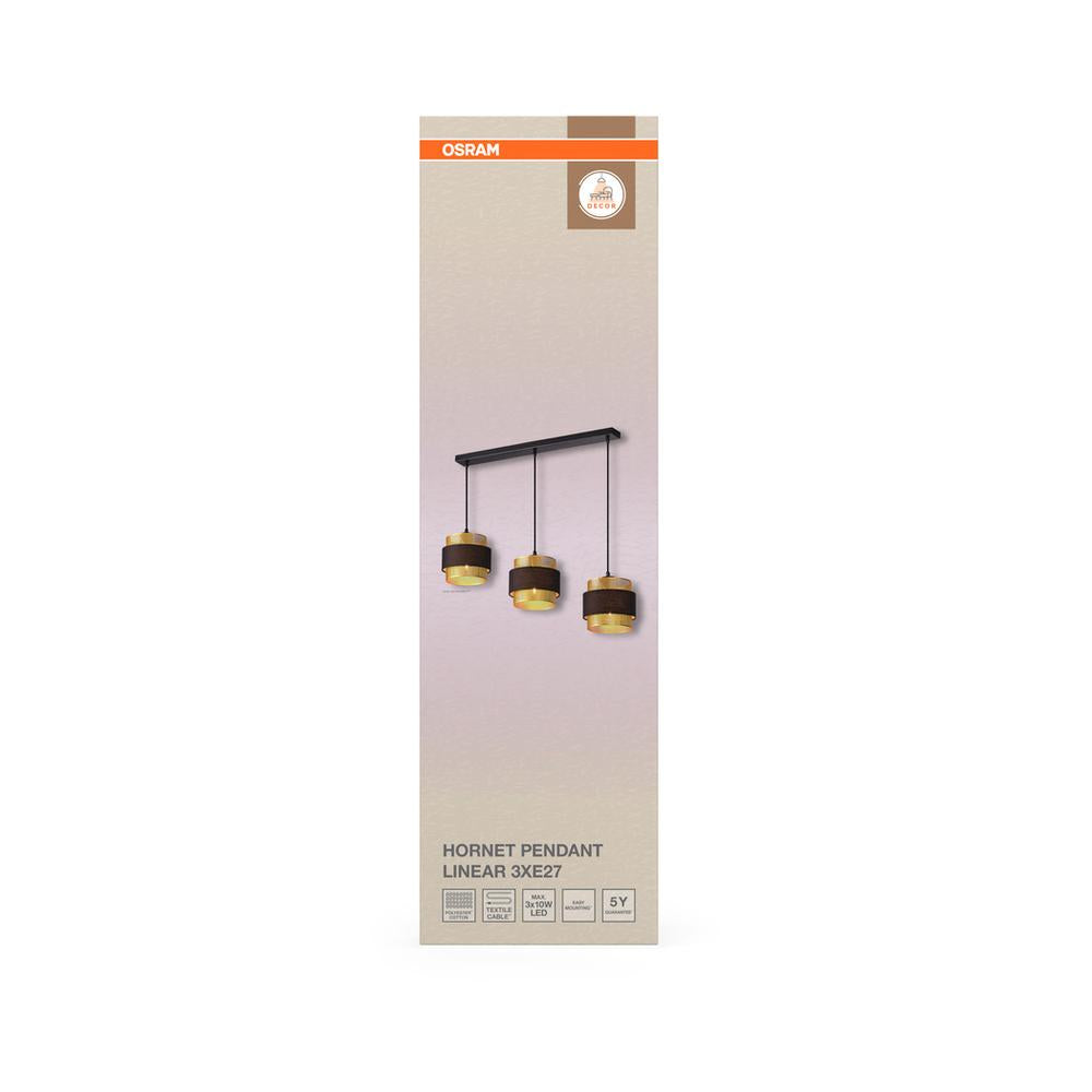 Декоративен осветител модел Hornet, линеен висящ, 3XE27, черен - OSRAM LED847880