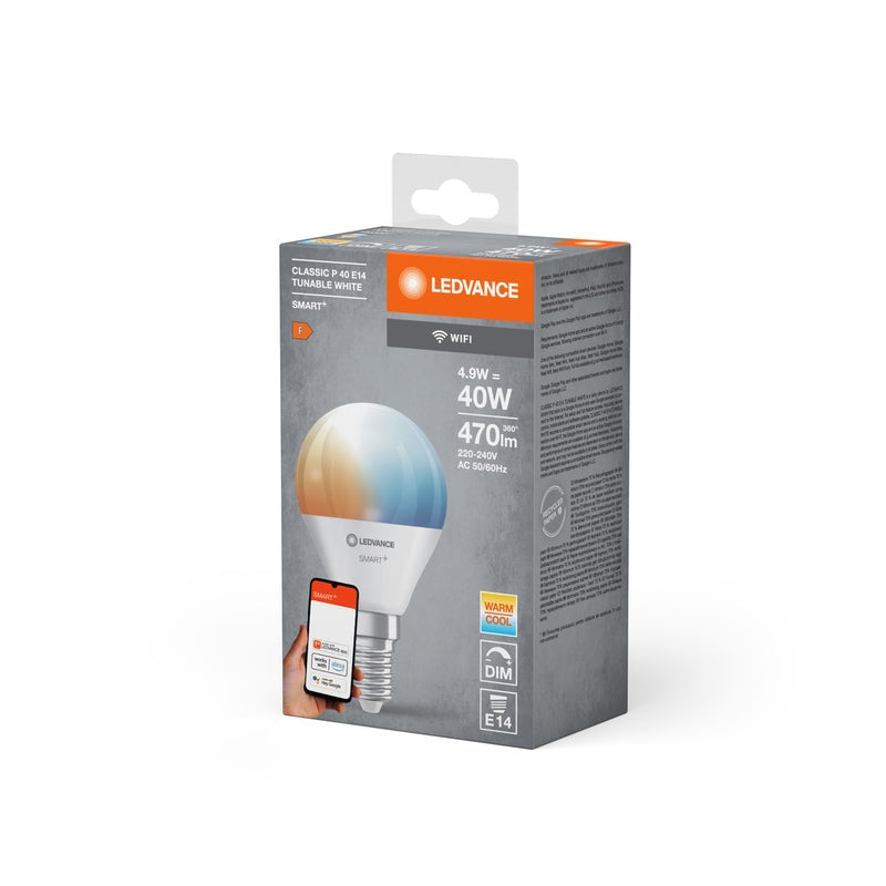 Диодна лампа тип SMART+ WiFi CLASSIC P 40 4,9W TW E14 мат. - LEDVANCE SMART+ WiFi Mini Bulb Tunable White