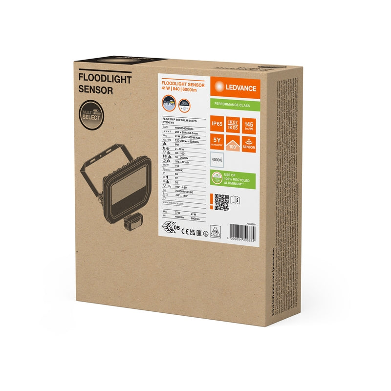 LED прожектор FL 50 SN P 41W 6000lm, 4000K Ra>80, PS, симетричен, 145lm/W, бял - LEDVANCE FLOODLIGHT SENSOR 50