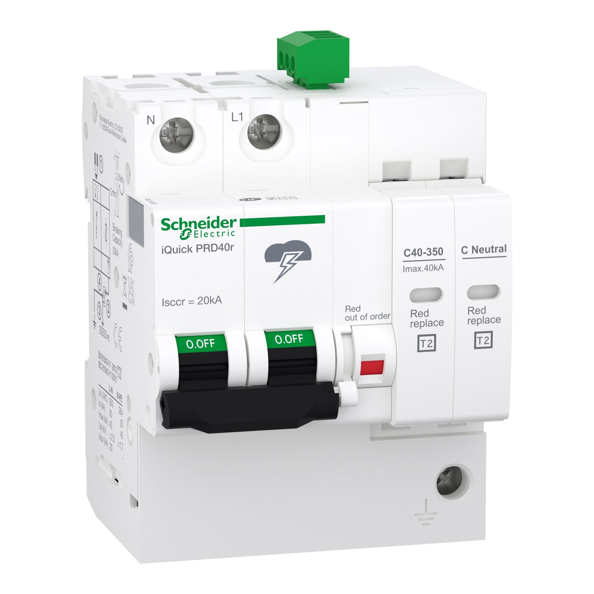 iQuick PRD40r катоден отводител-1 полюс + N -350V - с дистанционна...