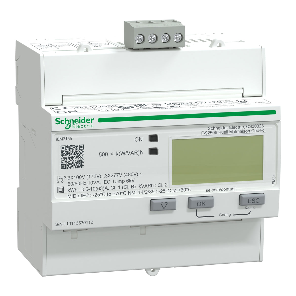 Трифазен електромер kWh 63A MODBUS MID - SCHNEIDER ELECTRIC iEM3000...