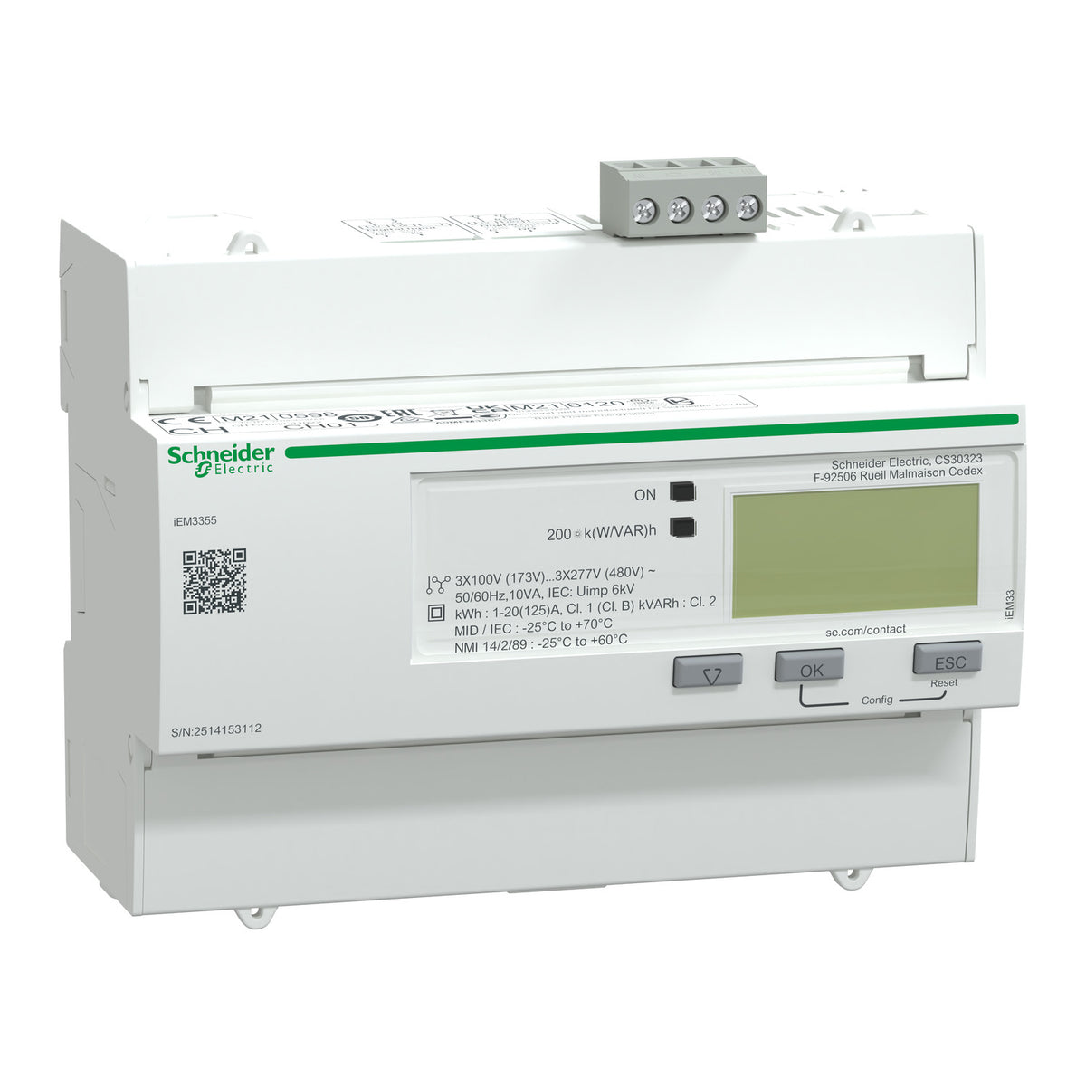 Трифазен електромер kWh 125 A MODBUS MID - SCHNEIDER ELECTRIC iEM30...