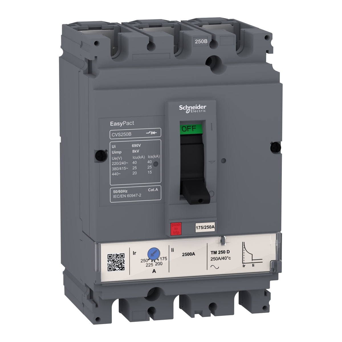 прекъсвач EasyPact CVS100B, 25 kA, 415 VAC, 100 A номинален, термом...