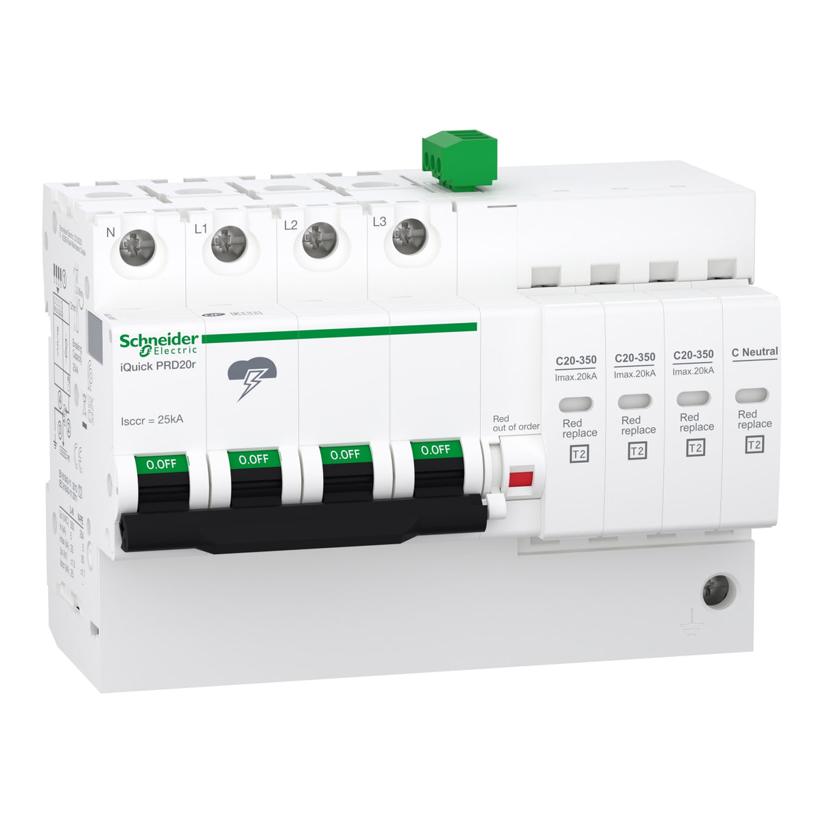 iQuick PRD20r катоден отводител - 3 полюса + N -350V- с дистанционн...
