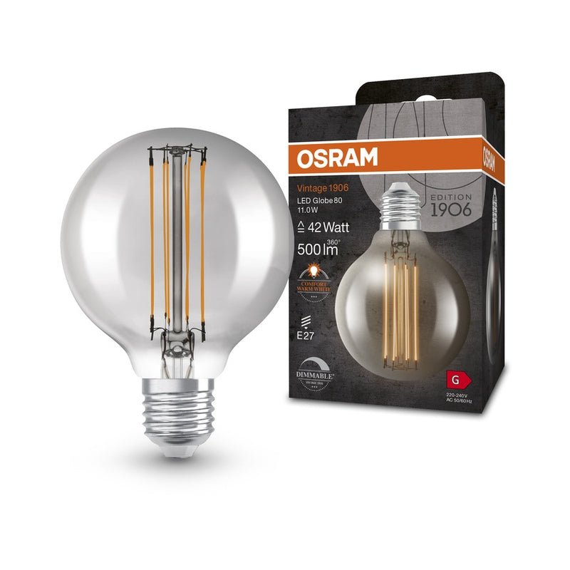 LED винтидж лампа 1906LGL80D 11W/818 230V FILSM E27 FS1 - OSRAM Vintage 1906 LED CLASSIC SLIM FILAMENT Globe DIMMABLE