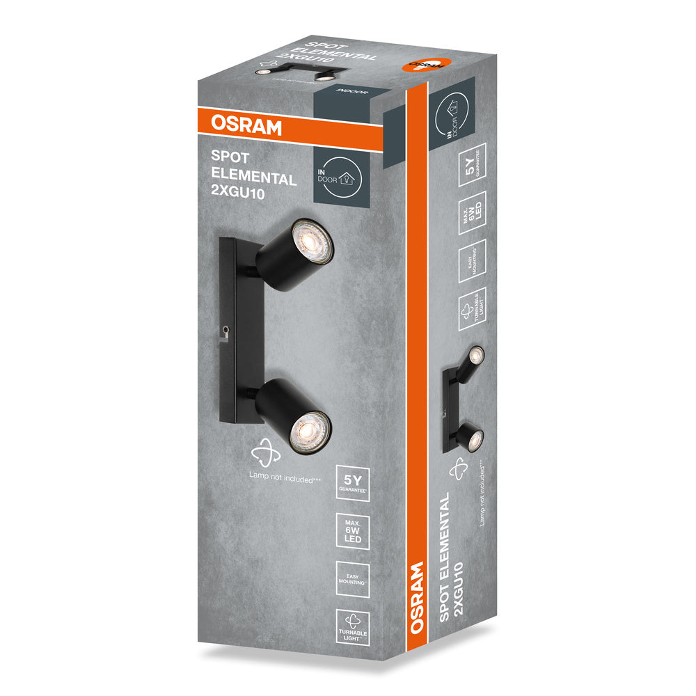 Декоративен спот прожектор ELEMENTAL 2XGU10, черен - OSRAM