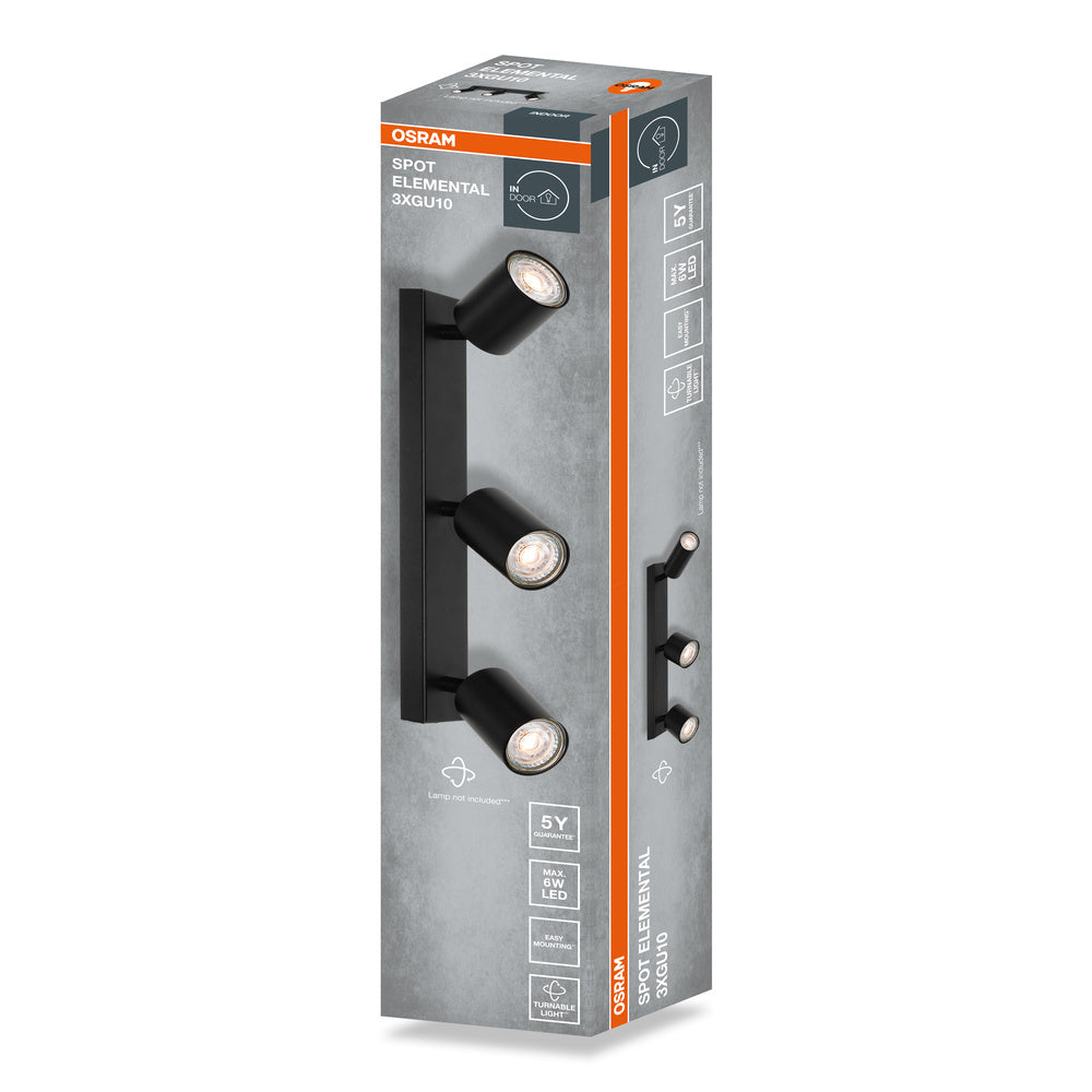 Декоративен спот прожектор ELEMENTAL 3XGU10 черен - OSRAM