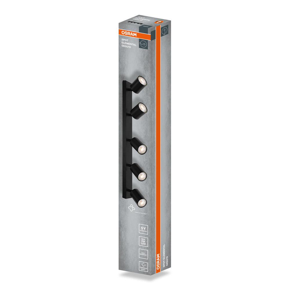 Декоративен спот прожектор ELEMENTAL 5XGU10 черен - OSRAM