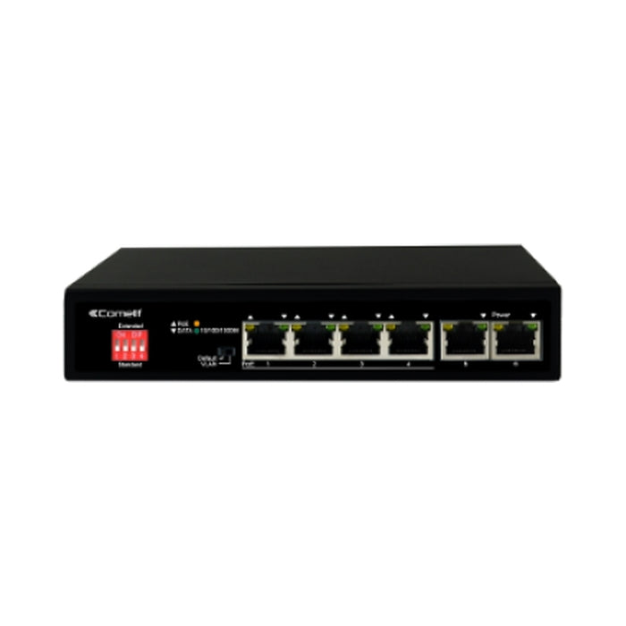 PoE мрежов суич, 4 порта + 2 Gigabit uplink, 10/100/1000 Mbps - Com...
