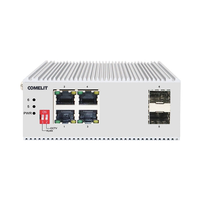 PoE мрежов суич, 4 порта + 2 SFP, гигабитов, DIN монтаж - Comelit I...
