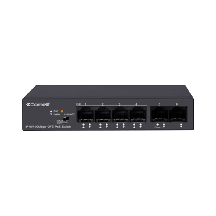 PoE мрежов суич, 4 порта + 2 uplink (10/100 Mbps) - Comelit IPSWP06N100A
