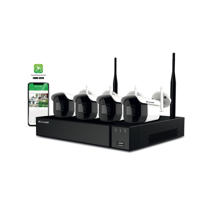 Wi-Fi комплект, NVR, 4 булет IP камери 2 MP, HDD 1 TB - Comelit WIK...