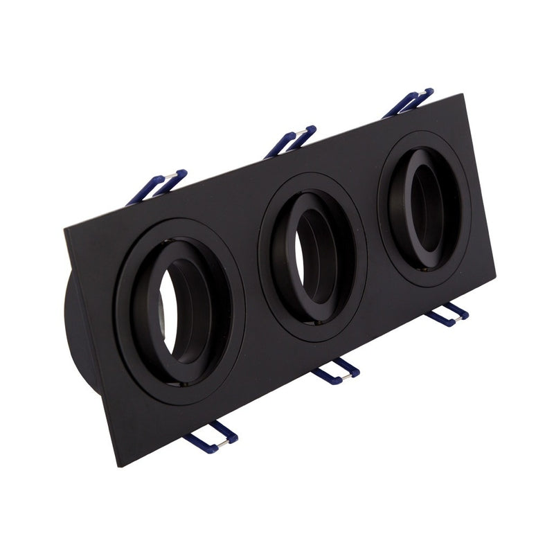 VK/03014G/3/B Квадратен насочваем спот, 3xGU10/PAR16, Max 3x12W (LED), IP20, 25.5x9.3x2.8cm, черен - VK LED Cree